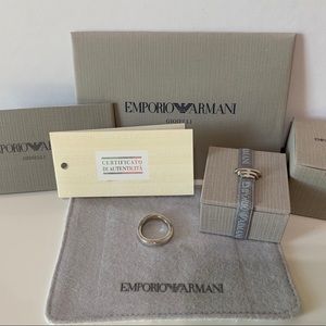 Emporio Armani Wave Sterling Silver Ring- 925 New